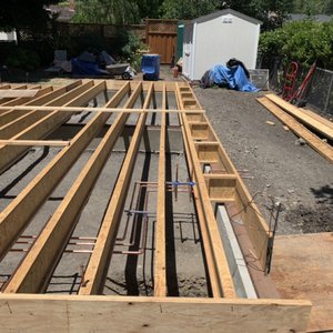 New under-floor rough plumbing copper lines installed during a Danville, CA addition build