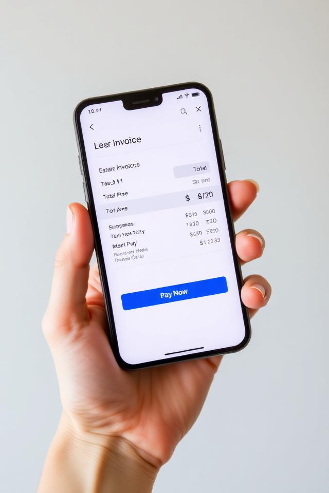 Digital invoice payment on a smartphone